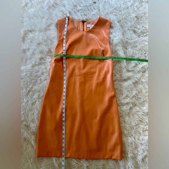 NWOT House of Harlow, Vegan Leather Papaya/Orange Dress Size Small - Picture 8 of 10
